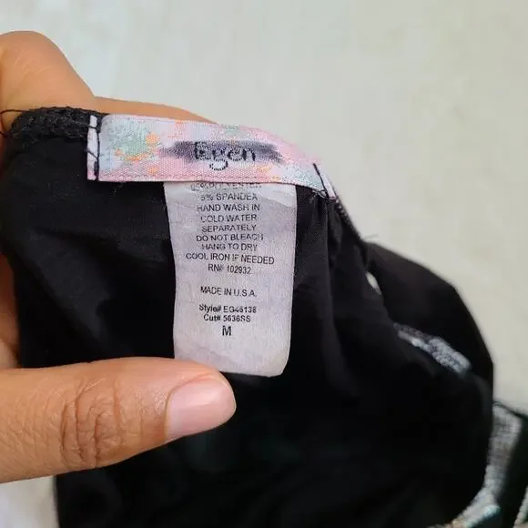 Egen Y2K Black And Silver One Shoulder Blouse SZ M - Picture 6 of 8